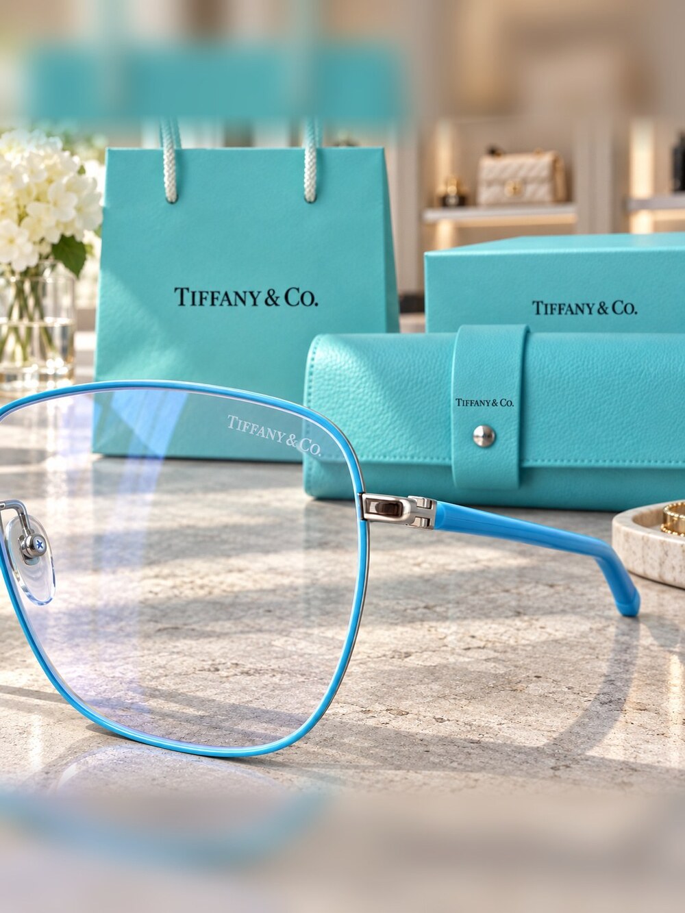 Tiffany Blue Square Optical Frames - Picture 4 of 6